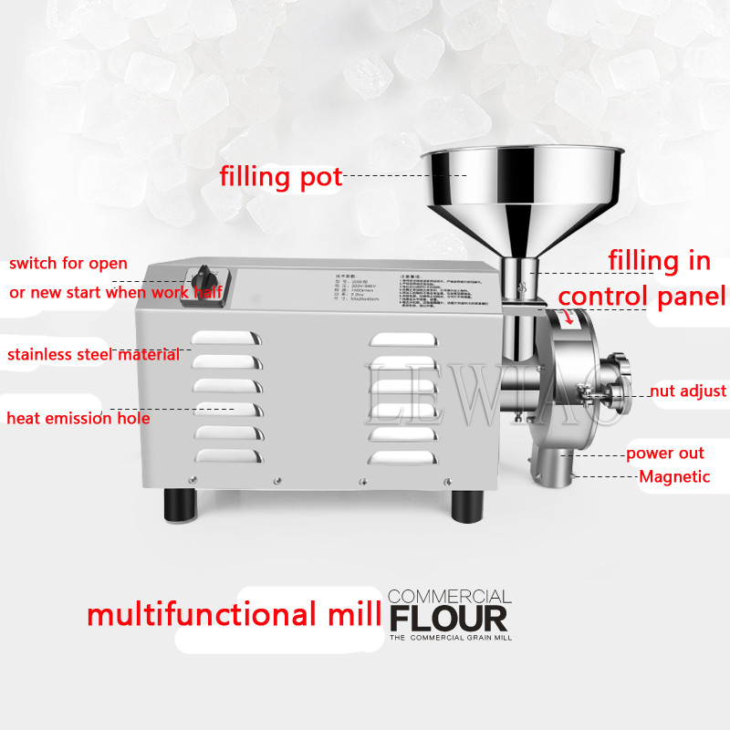 Moedor de grãos elétrico 50kg  - Dry Grain Grinder Stainless Steel avaliação e preço